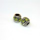 Euro Bead Charms Alloy + Rhinestones, Barrel, Colour: Antique Silver, Rhinestone Color: Yellow, Size: 11x10mm, Hole: 5mm