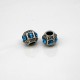 Euro Bead Charms Alloy + Rhinestones, Barrel, Colour: Antique Silver, Rhinestone Color: Blue, Size: 11x9mm, Hole: 5mm