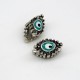 Metal bead "Charm" Color: Antique silver with mint eye, Size: 15x10x10mm, Hole 5mm