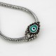 Metal bead "Charm" Color: Antique silver with mint eye, Size: 15x10x10mm, Hole 5mm