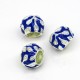 Bead "Charm" Barrel, Blue Enamel, Metal Color Silver, Size: 11x8mm, Hole 5mm