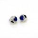 Bead, Blue Enamel Barrel Charm, Metal, Antique Silver Color, Size: 10x9mm, Hole 4mm