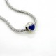 Bead, Blue Enamel Barrel Charm, Metal, Antique Silver Color, Size: 10x9mm, Hole 4mm