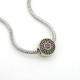 Euro Bead Charms Alloy + Rhinestones, Colour: Antique Silver, Rhinestone Color: Lilac, Size: 13x11mm, Hole: 4mm