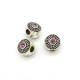 Euro Bead Charms Alloy + Rhinestones, Colour: Antique Silver, Rhinestone Color: Lilac, Size: 13x11mm, Hole: 4mm