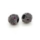 Euro Bead Charms Metal and Rhinestones, Sphere, Metal Color: Antique Silver, Rhinestone Color: Eggplant, Size: 12x12mm, Hole: 5mm