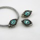 Metal bead "Charm" Color: Antique silver with mint eye, Size: 15x10x10mm, Hole 5mm