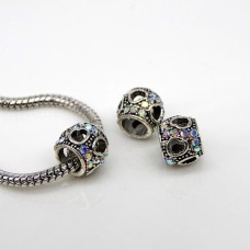 Шарми Євробусини Сплав + Стрази, Барило, Колір: Античне Срібло, Колір Страз: Кристал, Розмір: 10х8мм, Отвір 5мм Шарми Євробусини Сплав + Стрази, Барило, Колір: Античне Срібло, Колір Страз: Кристал, Розмір: 10х8мм, Отвір 5мм