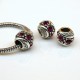 Euro Bead Charms Alloy + Rhinestones, Barrel, Color: Antique Silver, Rhinestone Color: Purple, Size: 11x10mm, Hole: 5mm