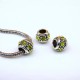 Euro Bead Charms Alloy + Rhinestones, Barrel, Colour: Antique Silver, Rhinestone Color: Yellow, Size: 11x10mm, Hole: 5mm