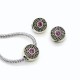 Euro Bead Charms Alloy + Rhinestones, Colour: Antique Silver, Rhinestone Color: Lilac, Size: 13x11mm, Hole: 4mm