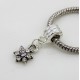 Charms Eurobeads with Pendant "Asterisk" Metal, Color: Silver, Rhinestone color: Crystal, Length: 22mm, Pendant: 13x9x3mm, Hole 5mm