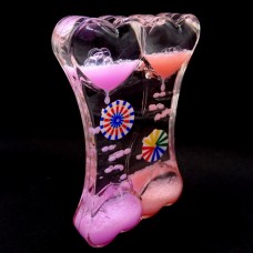 Пісочний годинник антистрес двокольорові масляні у вигляді подвійного серця всередині кольоровий гель і різнокольорові плаваючі рибки. Розмір: 14*9см