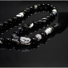 Dragon rosary made of natural stone Black Agate