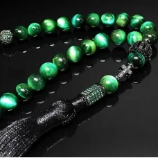 Rosary made of natural stone green Tiger's eye