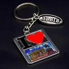 Keychain Lviv I LOVE made of metal with foil
