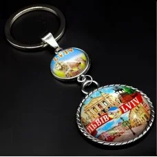 Keychain Lviv from metal in the form of a circle