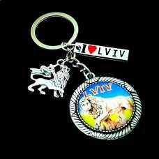 Keychain Lviv medallion with lions