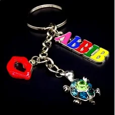 Keychain Lions made of metal turtle with colored rhinestones