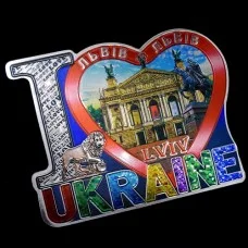 Магніт на холодильник I LOVE Серце Львів Оперний театр