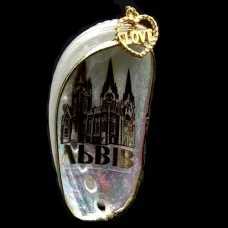 Magnet souvenir Lviv made of natural mother-of-pearl shell