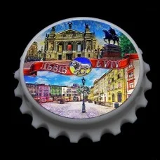Магніт на холодильник Львів у вигляді кришки з відкривалкою