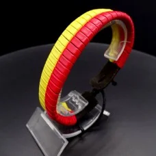 Double leather bracelet with colored weaving, universal size: 20cm+