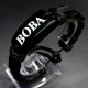 Named men's leather bracelet * VOVA * color black genuine leather, universal size from 18-21cm