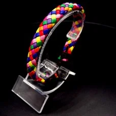 Leather bracelet with colored weaving checkerboard pattern, universal size: 18cm+