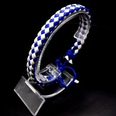 Leather bracelet with colored weaving checkerboard pattern, universal size: 18cm+