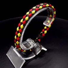 Leather bracelet with colored weaving checkerboard pattern, universal size: 18cm+
