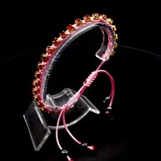 Braided nylon cord bracelet with rhinestones, size: 16.5 cm+ with regulation.