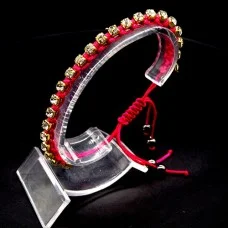Braided nylon cord bracelet with rhinestones, size: 16.5 cm+ with regulation.