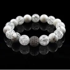 Natural stone bracelet Cacholong Rhinestone