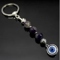 Keychain Talisman amulet made of natural stone Amethyst