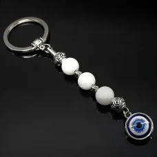 Keychain Talisman amulet made of natural stone White jade