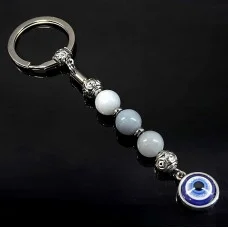 Keychain Talisman amulet made of natural stone Blue agate