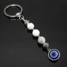 Keychain Talisman amulet made of natural stone Cacholong