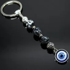 Keychain Talisman amulet made of natural stone Obsidian