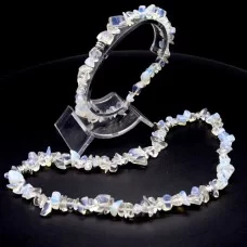 A set of choker and bracelet with a pendant made of natural stone Moonstone