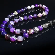 Rosary made of natural stone Purple Agate