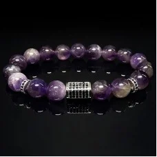 Men's bracelet made of natural stone Amethyst