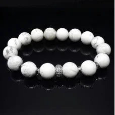 Bracelet with pendant made of natural stone Cacholong