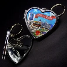 Keychain in the shape of a heart with a mirror Odessa Marine Station