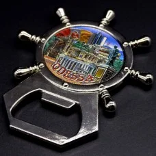 Магніт на холодильник у вигляді штурвала з відкривалкою Одеса Колаж 