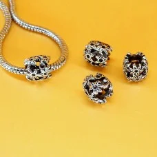 Pandora Charm Beads, BARREL, Color: Antique Silver, Size: 10x9x9mm, Hole 4.5mm