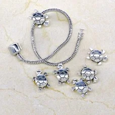 Pandora charms beads, Turtle, Color: Antique Silver, Size: 16x13x9mm, Diameter 4.5mm