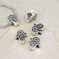 Pandora Charm Beads, Hamsa, Color: Antique Silver, Size: 13x11x7mm, Hole 4.2mm