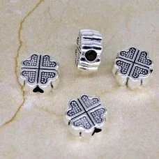 Pandora Charm Beads, Clover, Color: Antique Silver, Size: 14x14x7mm, Hole 3mm
