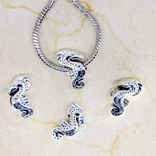 Pandora Charm Beads, Seahorse, Color: Antique Silver, Size: 19x11x8mm, Hole 4mm